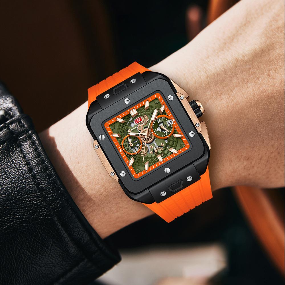 Mini Focus Watch Trendy Men'S Watch Composite Square Case Hollow Men'S Watch 0475G