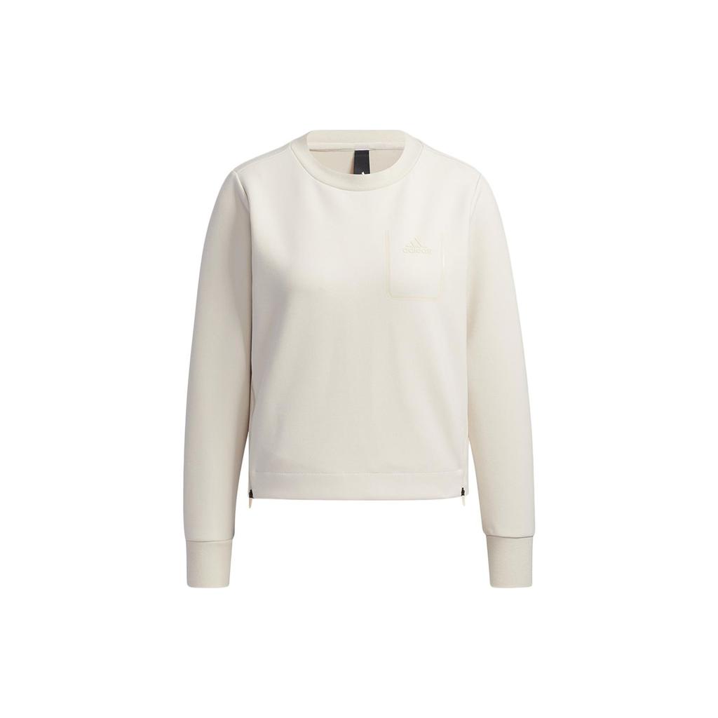 Adidas Tech Sweat Side-Zip Sports Casual Pullover Sweatshirt Women Tops White GP0728