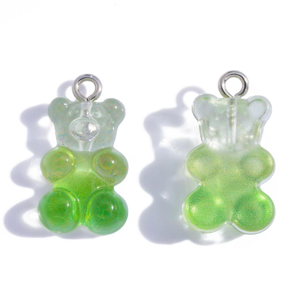 Colorful Transparent Bear Resin Pendant for DIY Jewelry and Keychains