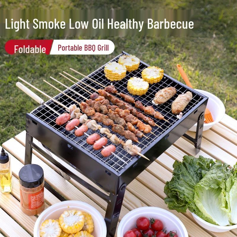Portable Outdoor Folding Charcoal BBQ Grill – Compact Handheld Meat Roasting Stove