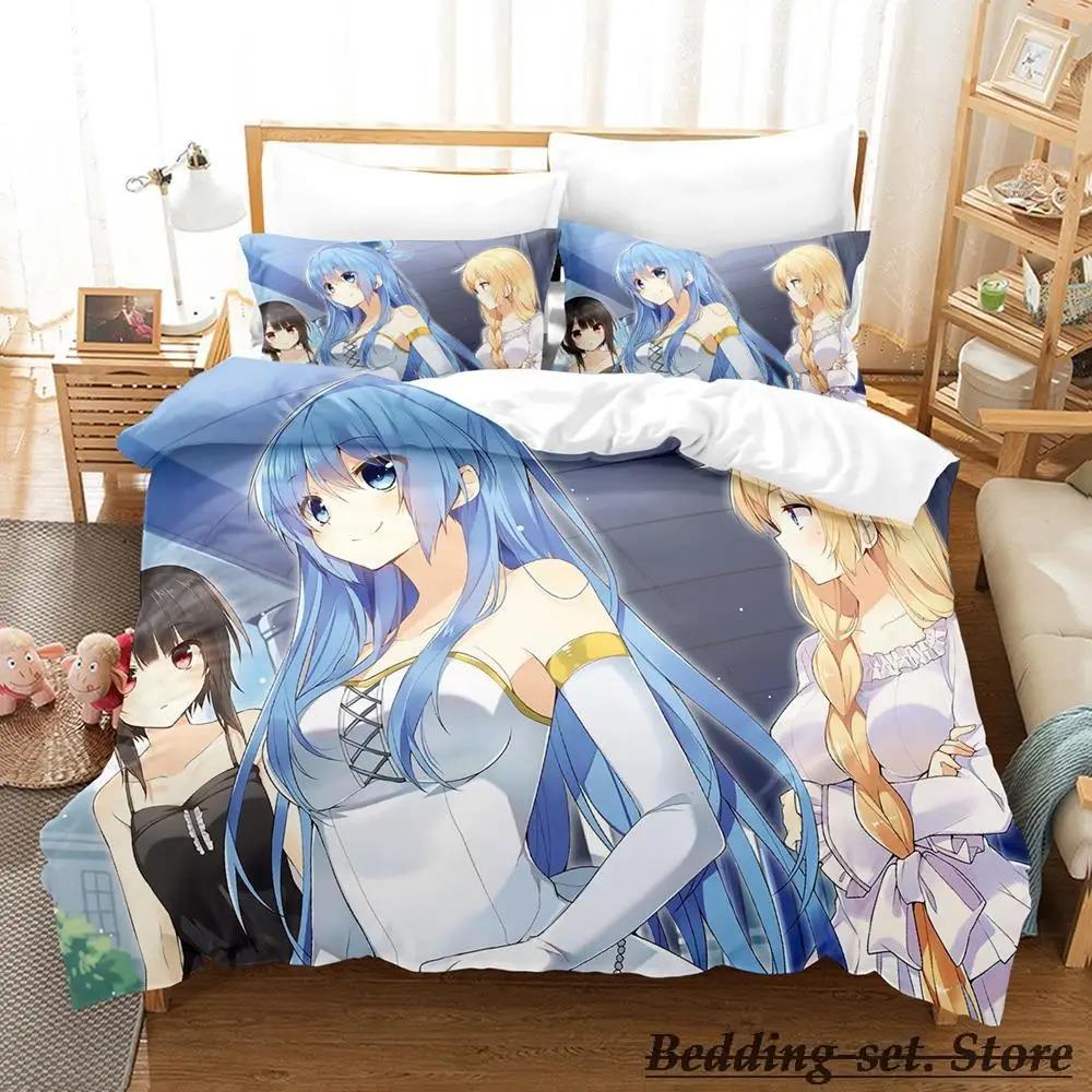 KonoSuba Bedding Set Single Twin Full Queen King Size Bed Set Adult Kid Bedroom Duvetcover Sets Anime parure de lit Bed