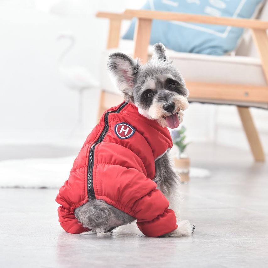 Pet Autumn And Winter Dog Small Dog Four-legged High-collar Windproof Coat Warm Cotton Clothes