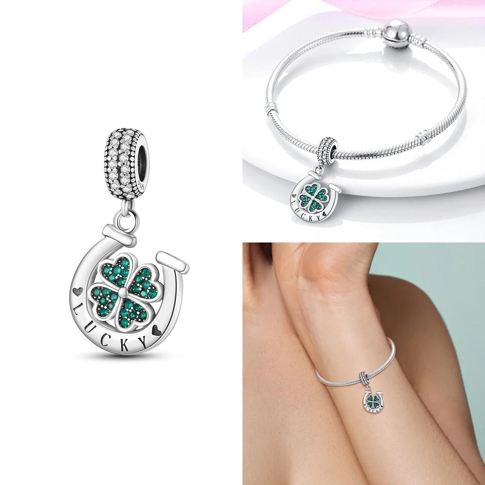 Green Color Four-Leaf Clover Avocado Copper Cactus Green Series Charms Beads Fit 3Mm Original Bracelet Diy Jewelry Gift