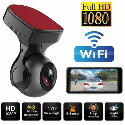 Câmera de Painel WiFi HD 1080P Grande Angular de 170 Graus Visão Noturna Sensor G Gravador de Vídeo para Carro