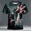 Halloween Men's Skull Optical Illusion 3D T Shirt Short Sleeve T shirt 3D Print Crew Neck Shirt Horror Club Party Streetwear