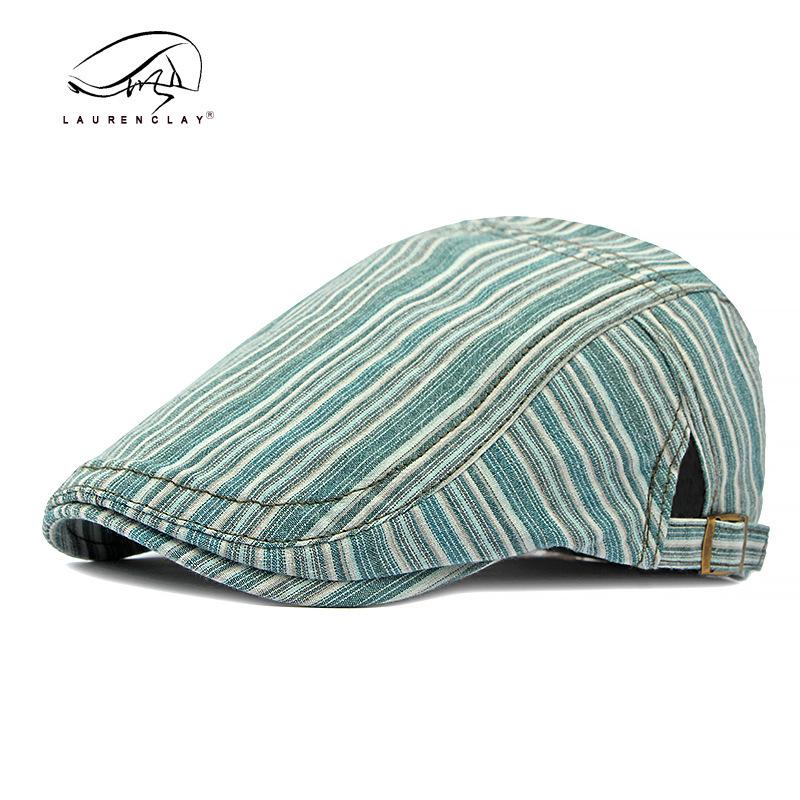 Unisex Retro Striped Beret Hat – Artistic Vintage Flat Cap