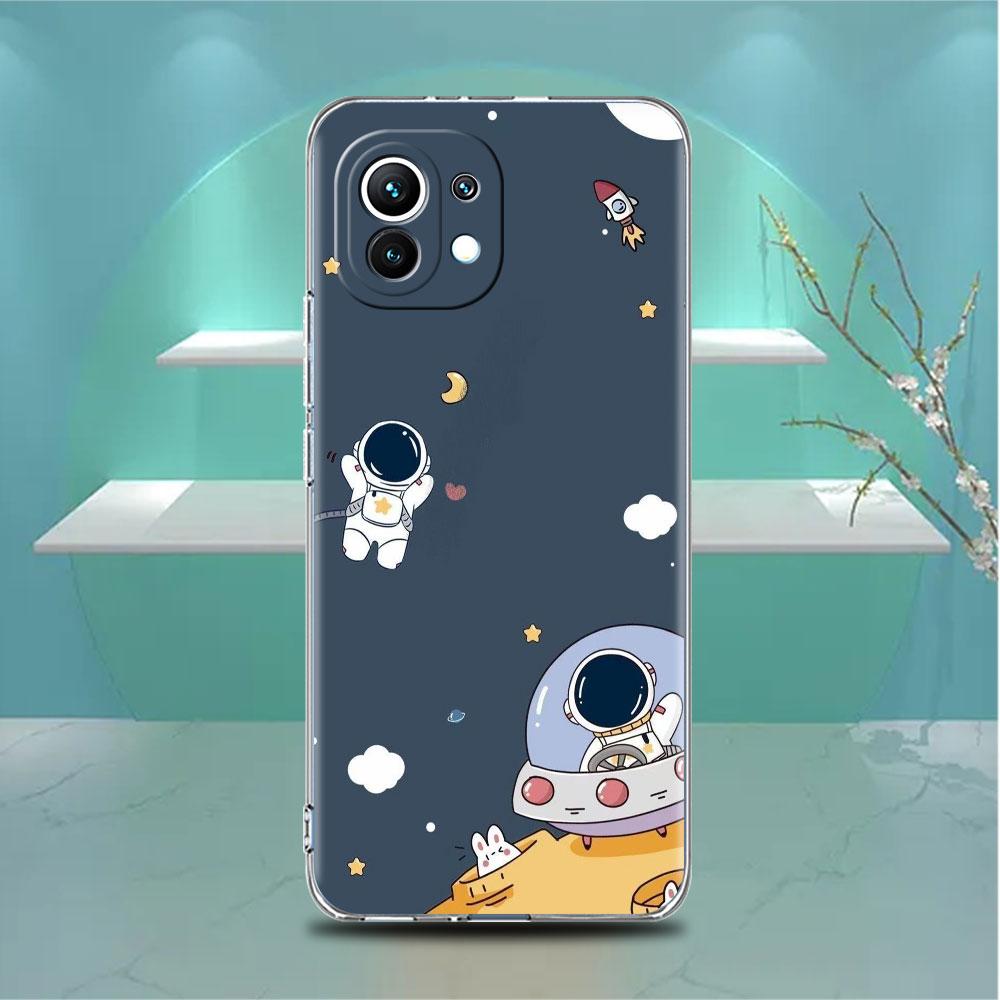 Astronaut Universe Clear Case For Xiaomi Mi Poco X3 NFC M3 Pro F3 F1 11 Lite 12 Note 10 11T 9T Transparent Phone Cover