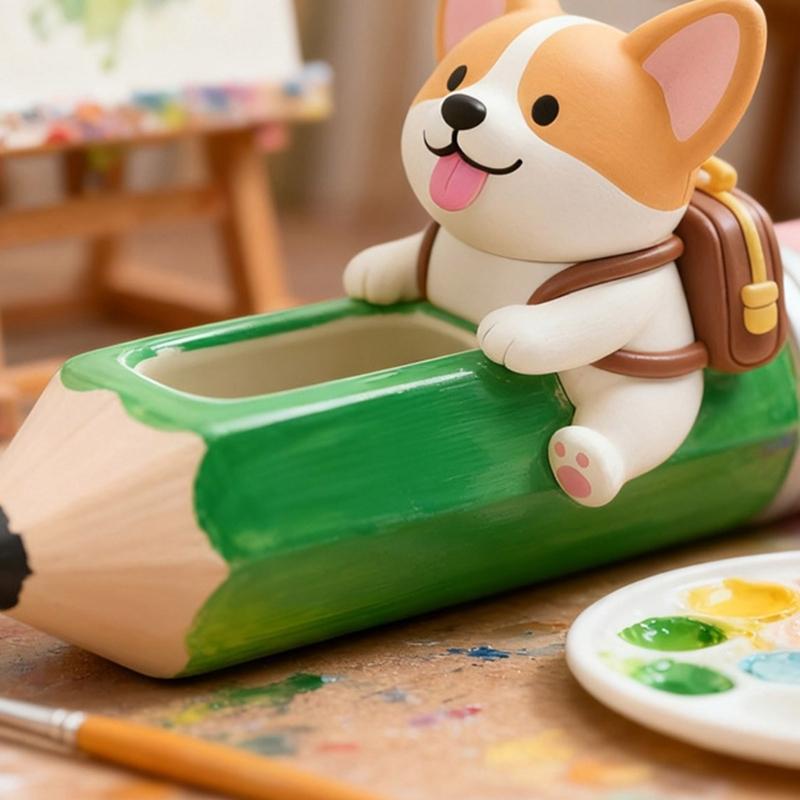 Creative Silicone Mold Pencil and Dog Shape Planter Moulds Perfect for Resin Art Concrete Creations and Home Decoration