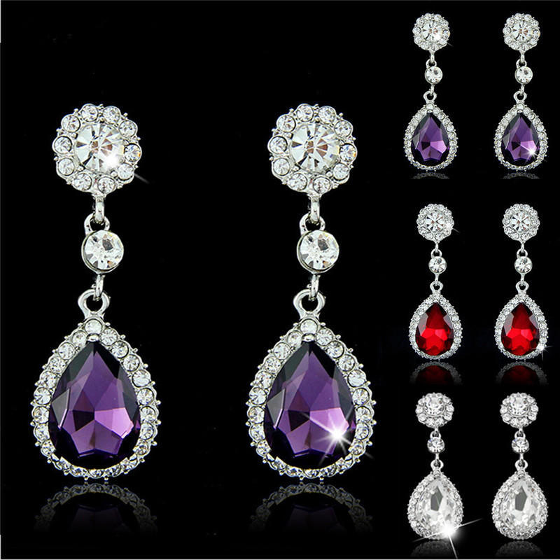 Women Charm  Bridal Water Drop Earrings Wedding  Stud Earings