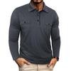 Men's Long-sleeved Pocket Lapel Autumn Winter POLO Shirt European American Outdoor Casual Polo Suit Cotton Top