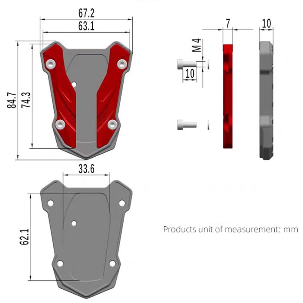Pro YZF-R3 MT-03 YZF-R25 MT-25 Motocyklové příslušenství CNC Boční stojan Rozšiřovací podložka Rozšiřující