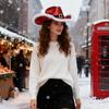 Fashion Santa Claus Party Christmas Luminous Cowboy Hat Western Red Felt Hats Wide Brim Cowgirl Hat Jazz Hat for Women Men