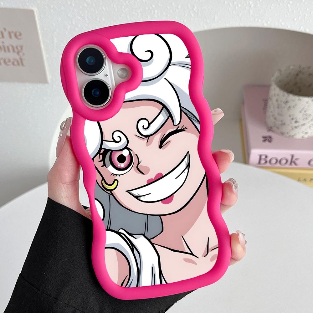 Jewelry Bonney Phone Case for iPhone 17 16 15 14 13 12 11 Air Pro Max Plus Red Soft TPU Wavy Edge Cover