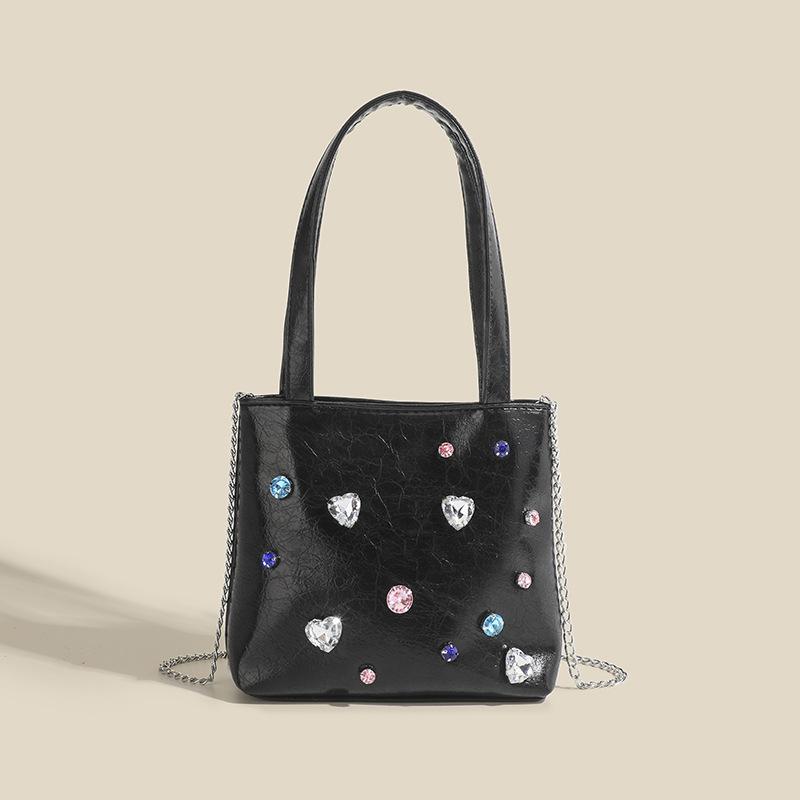 

Ручная сумка со стразами для женщин, новая модная серебристая сумка-тоут из искусственной кожи на молнии в стиле ретро, сумка через плечо для мобильного телефона Mini(Max Length<20cm)