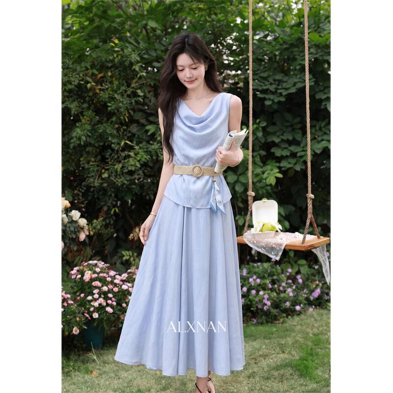 Lu Xiangnan Korean Style Cowl Neck Slimming Dress S