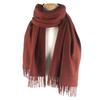 HERMES Scarf Large scarf with embroidered logo and fringe Redbrown cashmere mens Used