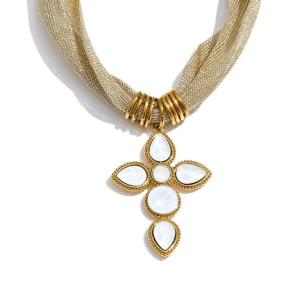 

Adjustable Cross Pendant Necklace Geometry Fashion Jewelry Stylish Choker Necklace Gift белый