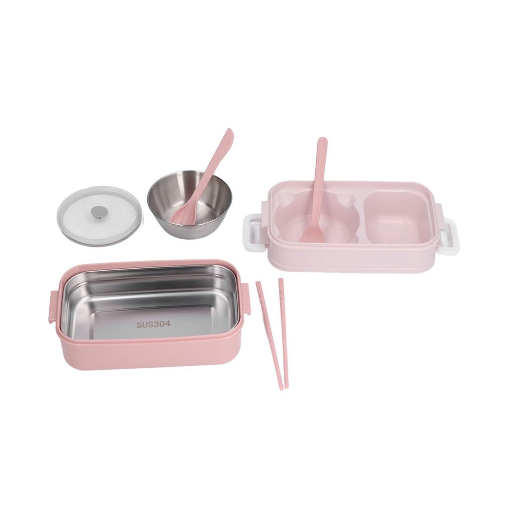 Lunch Box 2 Tier Stackable Container Folding Buckle Stainless Steel Insulated Lunch Box