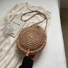 Round Straw Crossbody Bag Handmade Woven Shoulder Bag For Women Summer Beach Bag Bohemia Travel Small Handbag and Purse