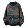 Men's Round Neck Pullover Personalized Ethnic Style Thickened Loose Korean Sweater Knitted Bottoming Shirt Top