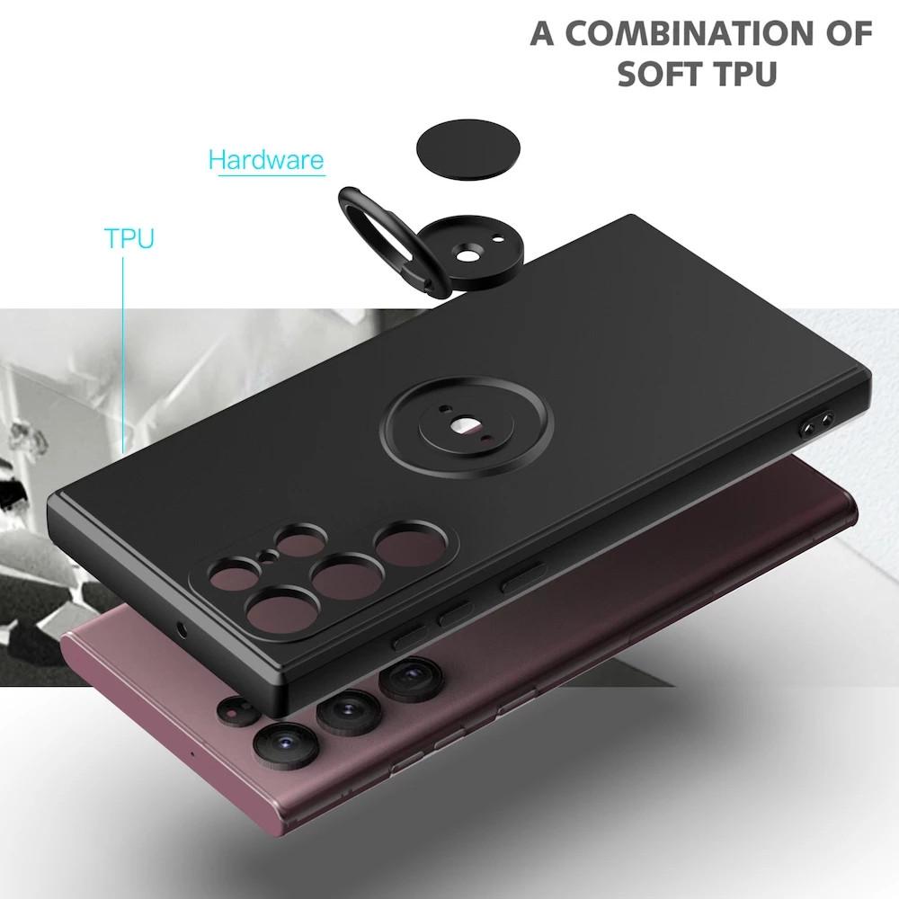 Ringhalter Magnetische Telefonhülle für Samsung Galaxy S23 Ultra S22 S21 Fe S20 S9 S10 Plus Note 20 10 Plus Flüssigsilikonhülle