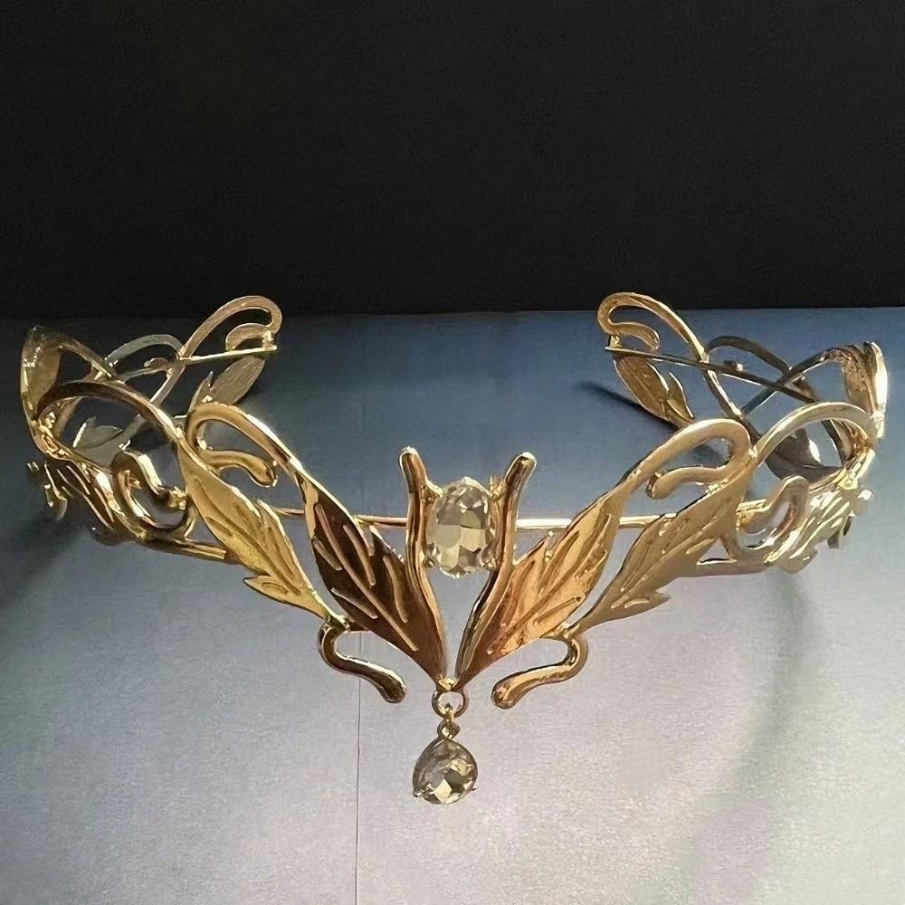 Baroque King Round Elves Crown Vintage Princess Diadems Bridal Hair Accessories Bridal Party