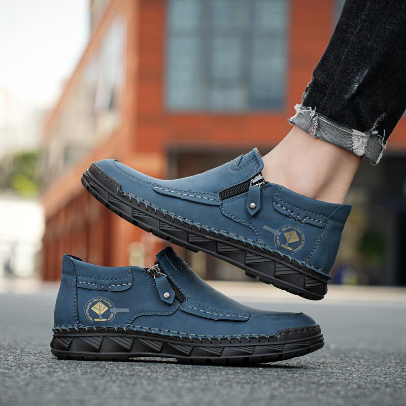 Handmade Split Leather Boots Men Shoes Comfortable Ankle Boots For Men Casual Shoes Large Size Tooling Shoes