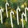 6pcs a Box Christmas Home Decorations Glitter Candy Cane Christmas Tree Decorations
