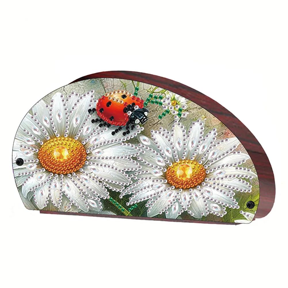 Wooden Flowers DIY Rhinestones Storage Holder Crystal Diamond Storage Shelf Diamond Painting Organizer Rack for Remote Control