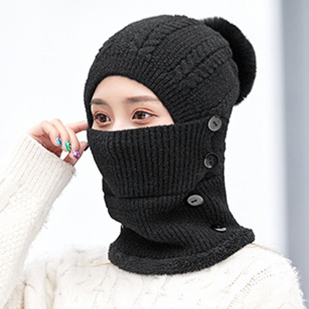 Knit Neck Warmer, Pom Pom Hat, and Integrated Winter Balaclava