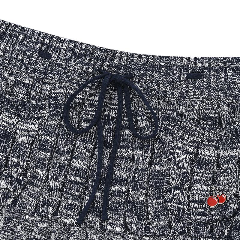 Kirsh Cherry Semi-Pleated Knit Skirt [Navy]