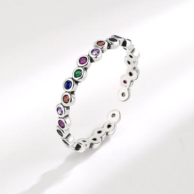 Niche Design Colorful Zircon Ring For Women Fashionable Versatile Finger Ring Personalized Jewelry