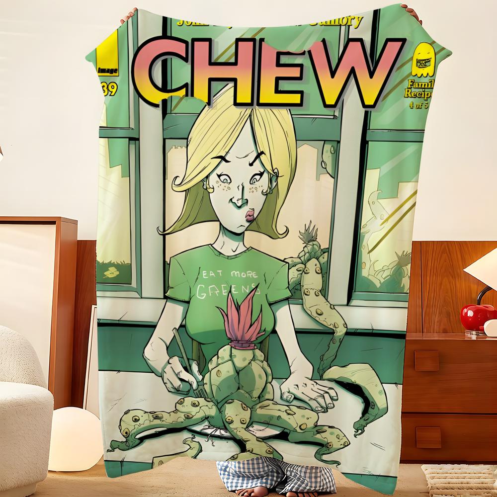 Comic C-Chew Throw Flannel Throw Blanket, Lightweight Cozy, Durable Washable Cute Cool