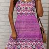 Summer New Women's Dress Retro Colorful Creative Pattern 3D Printing Loose Casual Vacation Round Neck Sleeveless Vest Dress