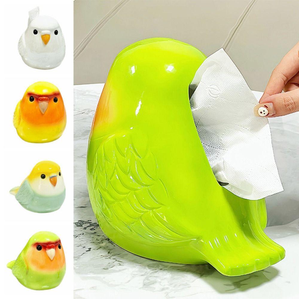 Cute Parrot Ceramic Tissue Box Lovely Napkin Storage Case Storage Supplies