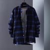 Camisa de manga comprida masculina, camisa xadrez, casaco juvenil