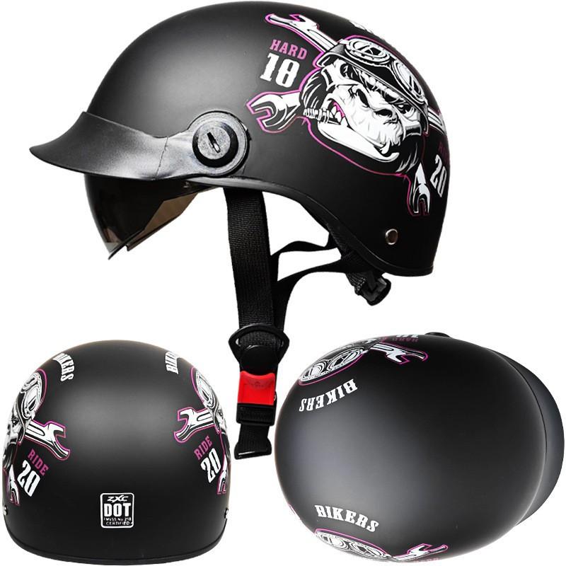 ZXC Retro Semi-helmet Men Women's Electric Bicycle Scoop Helmet Portable With Endoscope