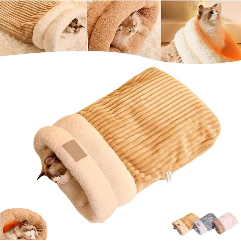 Podzimní a zimní kočičí spací pytel Polouzavřené kočičí hnízdo Teplé hnízdo pro malé a středně velké mazlíčky Lze rozložit a prát