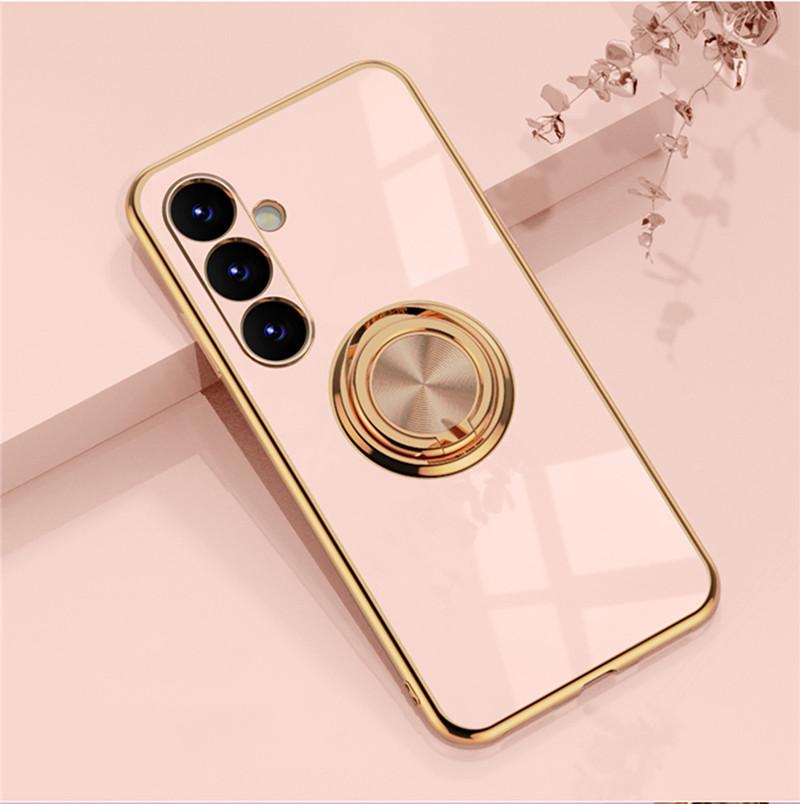 

Автомобильный магнитный адсорбционный 6D-покрытие силиконовый чехол TPU с кольцом для Samsung Galaxy A15 A25 A35 A55 5G задняя подставка бампер оболочка чехол Potector A15 5G розовый