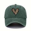 Valentine's Day Leopard Print Heart Print Retro Lightweight Washable Adjustable Baseball Cap Women's Sun Hat