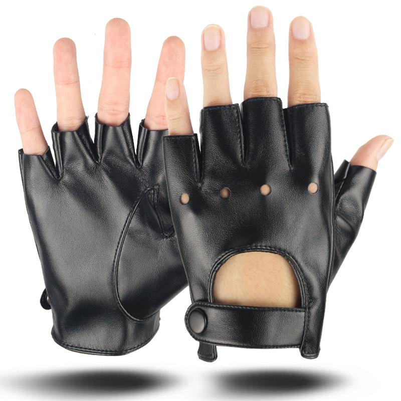 

Half Finger Leather Gloves Male and Female Couples Half Functional Lolita Dancing Gothic Cyberdew Finger Spring and Autumn Sh Practical Use