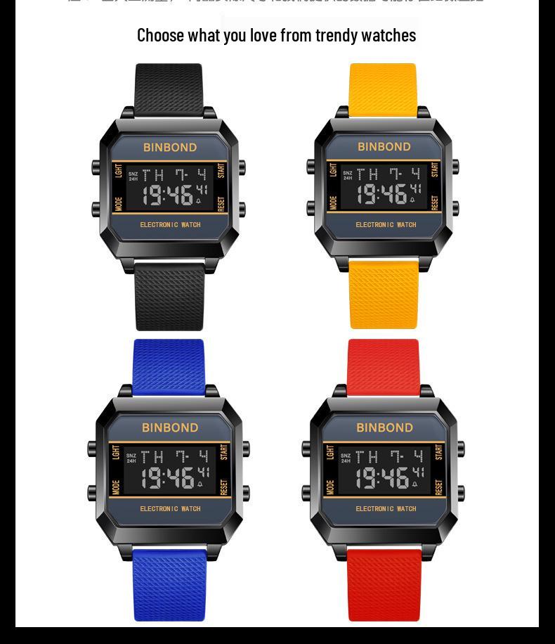 Multifunctional Waterproof Men's Sports Watch - Fashionable Electronic Design for Students
