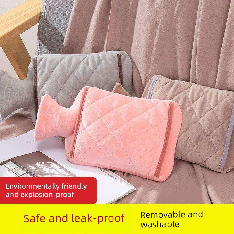 Thickened Explosion-Proof Plush Hot Water Bottle for Filling with Water, Warm Water Bag for Warming the Abdomen, Suitable for Women, Home Use, Hot