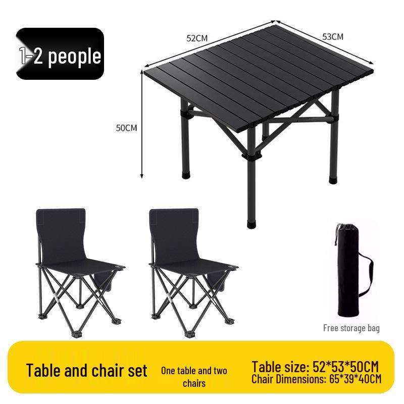 Outdoor Portable Folding Table & Chairs Set - Lightweight Roll-Up Table with Camping Seats