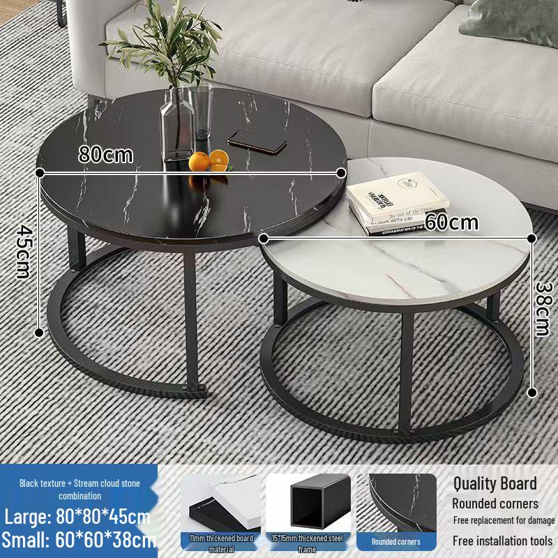 Simple Modern Light Luxury Coffee Table - Small Round Side Table for Living Room or Bedroom