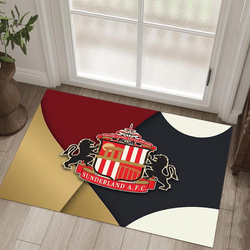 Sunderland Football Design Crystal Velvet Carpet Cozy Non?Slip Printed Rug For Bedroom Living Room Entrance