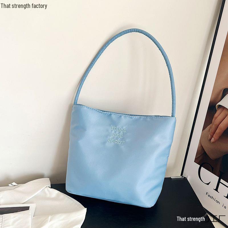 Korean Embroidered Tote Bag - Versatile Portable Bucket for Office Workers