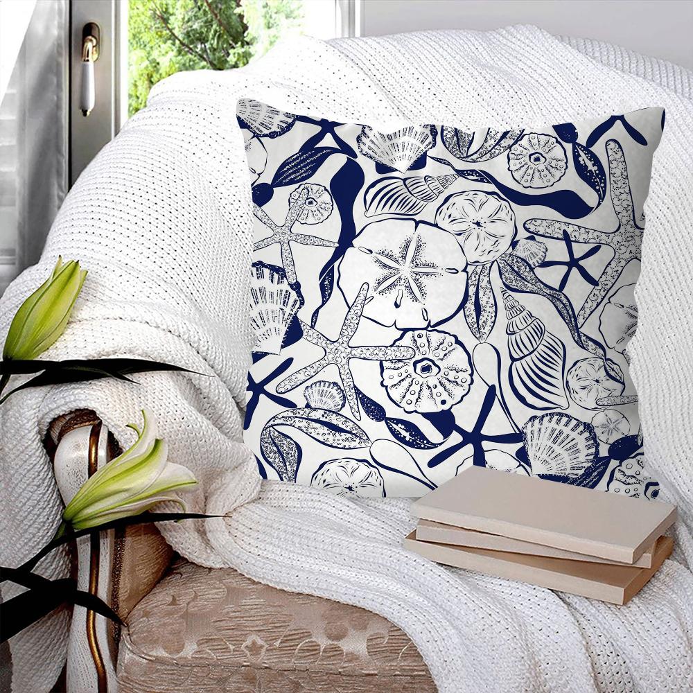 Marine Organism Shells Pillow Case Square Pillow Bedroom Sofa Leisure Comfort Cushion Car Living Room Home Decoration