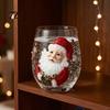 Durable Hot And Cold Drinkware Christmas Stemless Glass Cup, Santa Claus Decorative Drinking Glass, 3D Mug Transparent Water for Seasonal Party