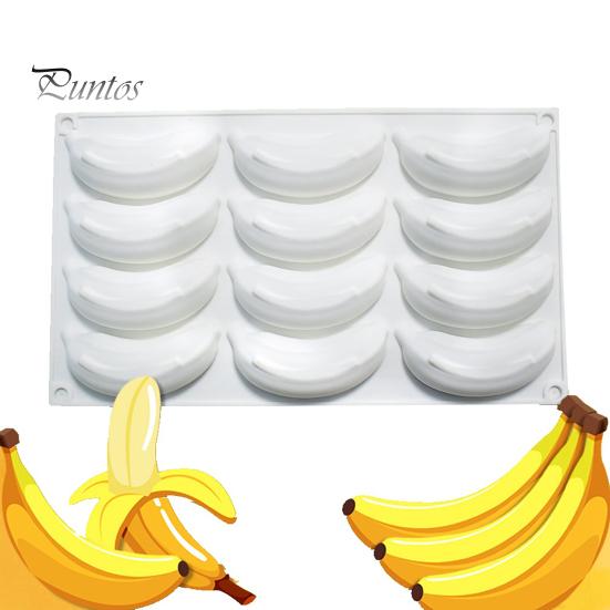 Silicone Cake Mold 12 Cavity Design Banana Mango Lemon Easy Unmold Pan Shape Non-Stick Baking Dishwasher Safe Decoration Candy Chocolate Molds